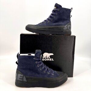 Sorel Cheyanne Metro II Sneaker Boots Size 9.5 Navy Waterproof Leather Upper